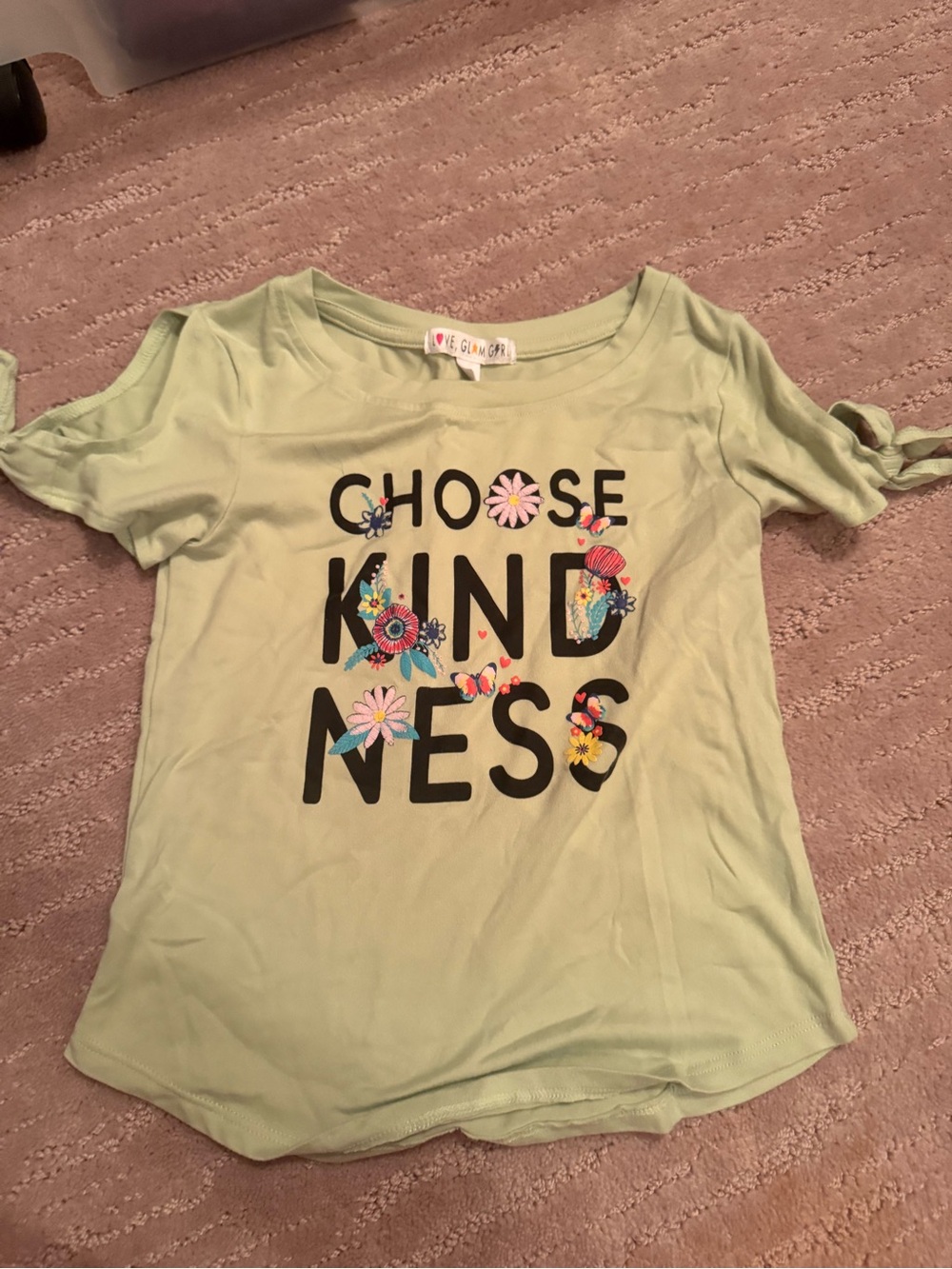 Girls' Light Green 'Choose Kindness' Short Sleeve Graphic Tee